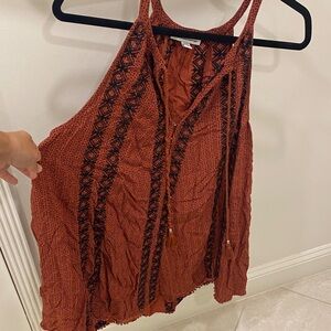 American Eagle Outfitters Women's Burnt Orange Sleeveless Dress Size Medium Boho